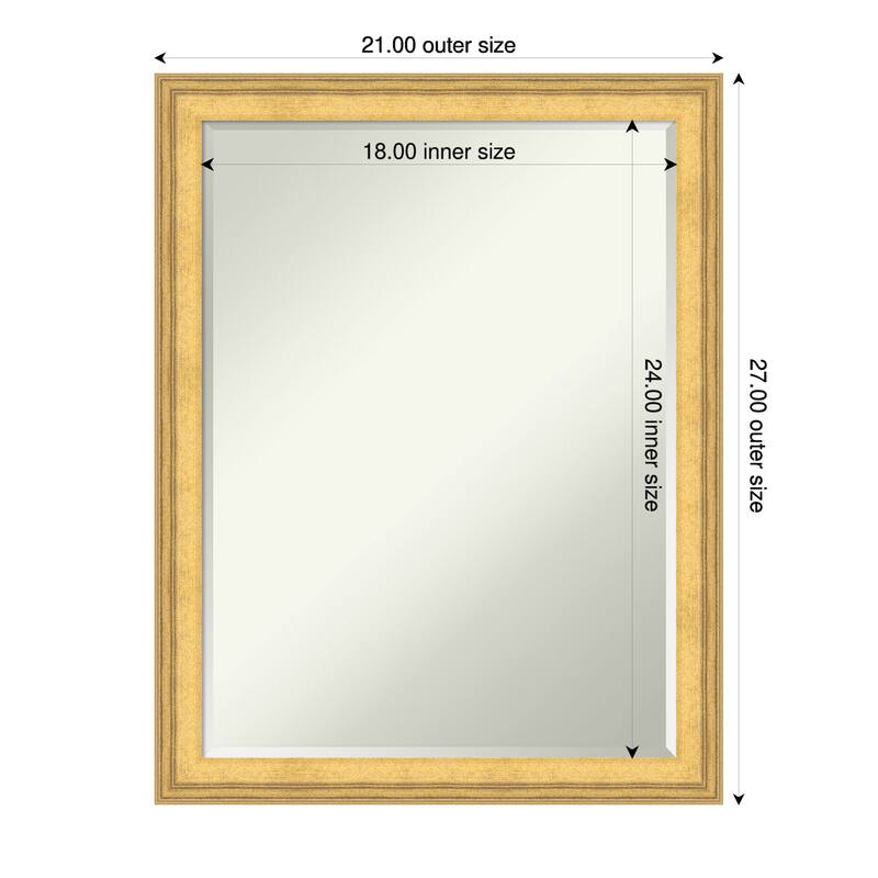 Owen Half-Inch-Bevel Framed Bathroom Vanity Wall Mirror - Owen Gold - 21 x 27 in