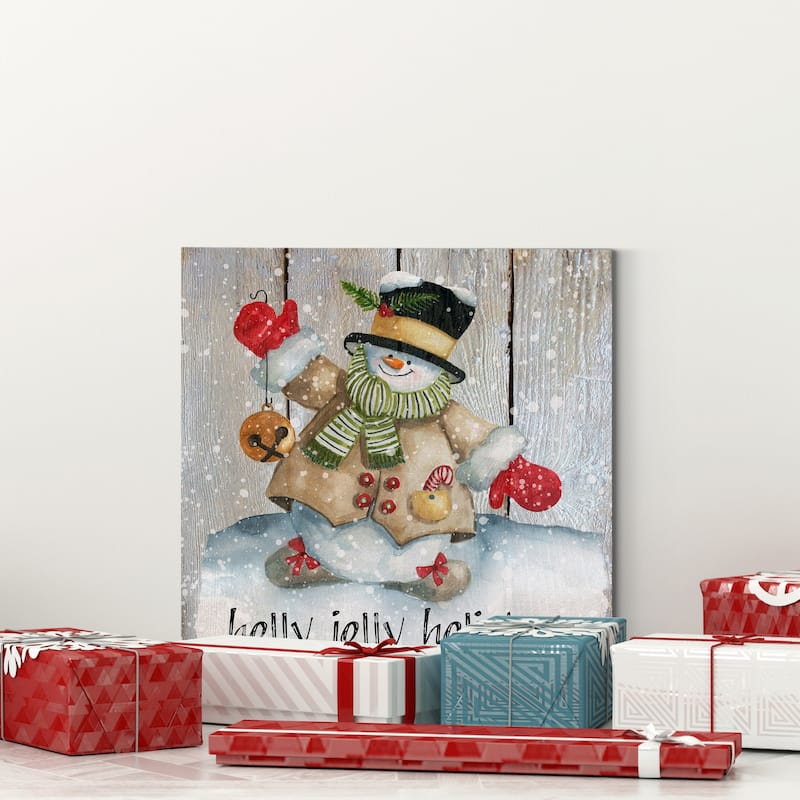 Holly Jolly Snowman-Premium Gallery Wrapped Canvas - Ready to Hang