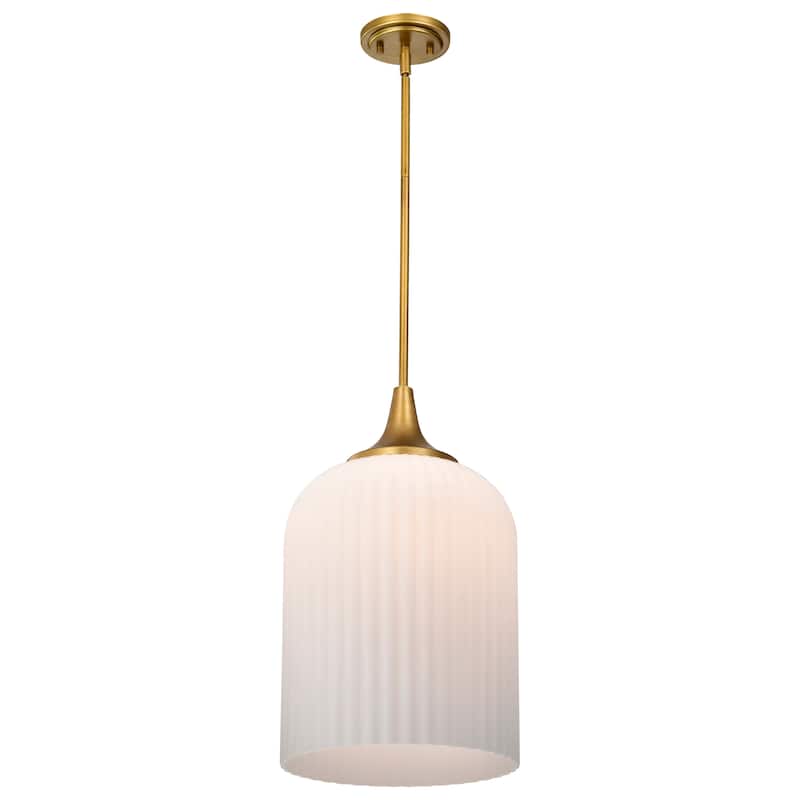 Solara Pendant Natural Brass Finish Frosted Ribbed Glass - Natural Brass