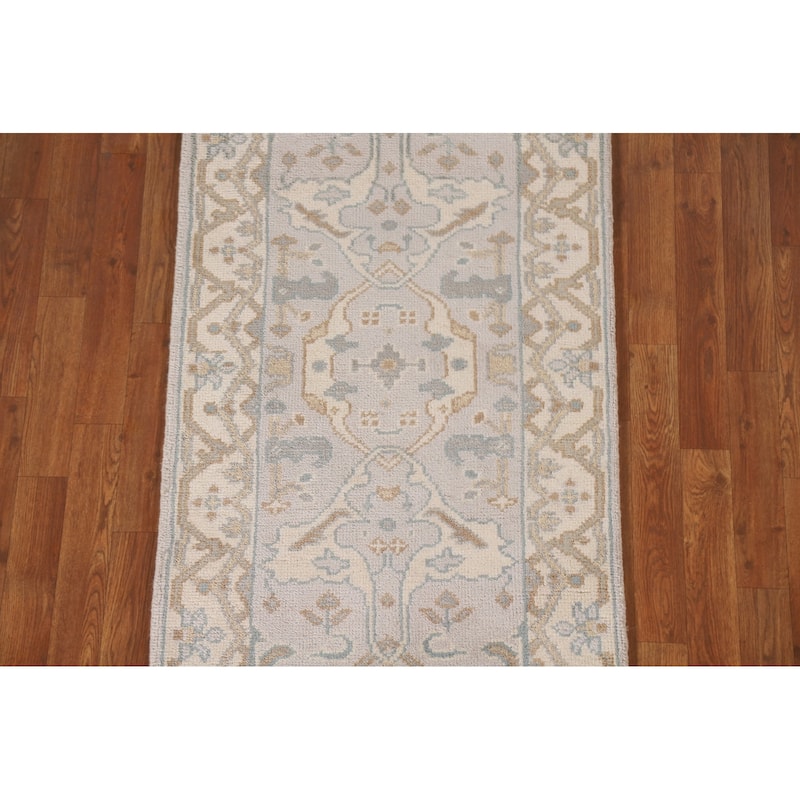 Transitional Oushak Oriental Runner Rug Handmade Wool Carpet - 2'7"x 8'3"