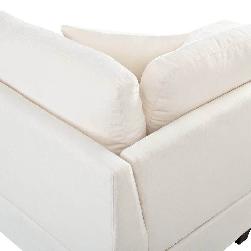 127.6" Polyester Modular Sectional 5-Seat L-Shaped Sofa with Storage Ottoman and Hidden Cup Holders