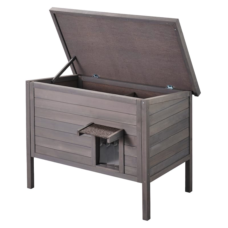 Outdoor Cat House Weatherproof Feral Cat Shelter for Multiple Cats Outdoor Wooden Cat Rabbit House - 34"L x 22"W x 27"H