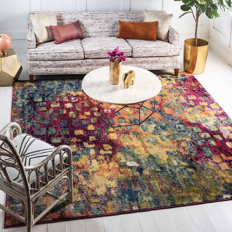 Contemporary Zhale Collection Area Rug - 4' Square - Multi