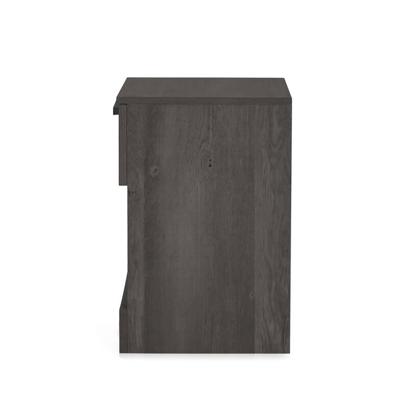 Rustic Faux Wood Nightstand with Drawer and Shelf, 1-Drawer Storage Table for Bedroom and Living Room