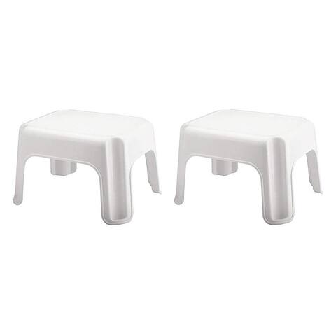 Rubbermaid Durable Plastic Step Stool w/ 300-LB Weight Capacity, White (2-Pack) - 2.02