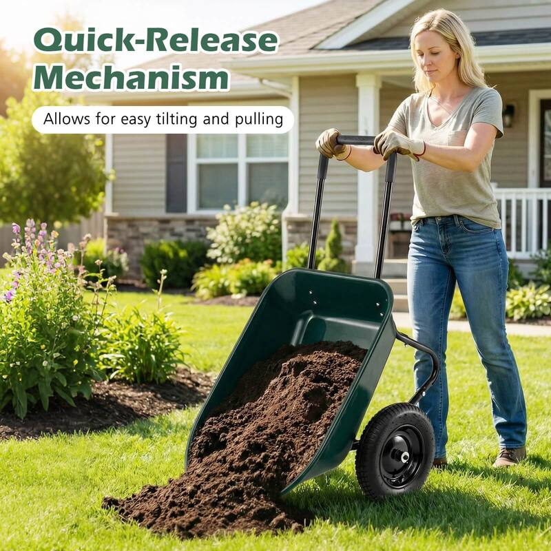 Costway 2 Tire Wheelbarrow Cart Heavy-duty Dolly Utility Cart