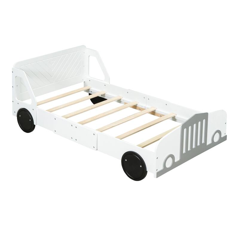 Twin Size Car-Shaped Platform Bed with Wheels