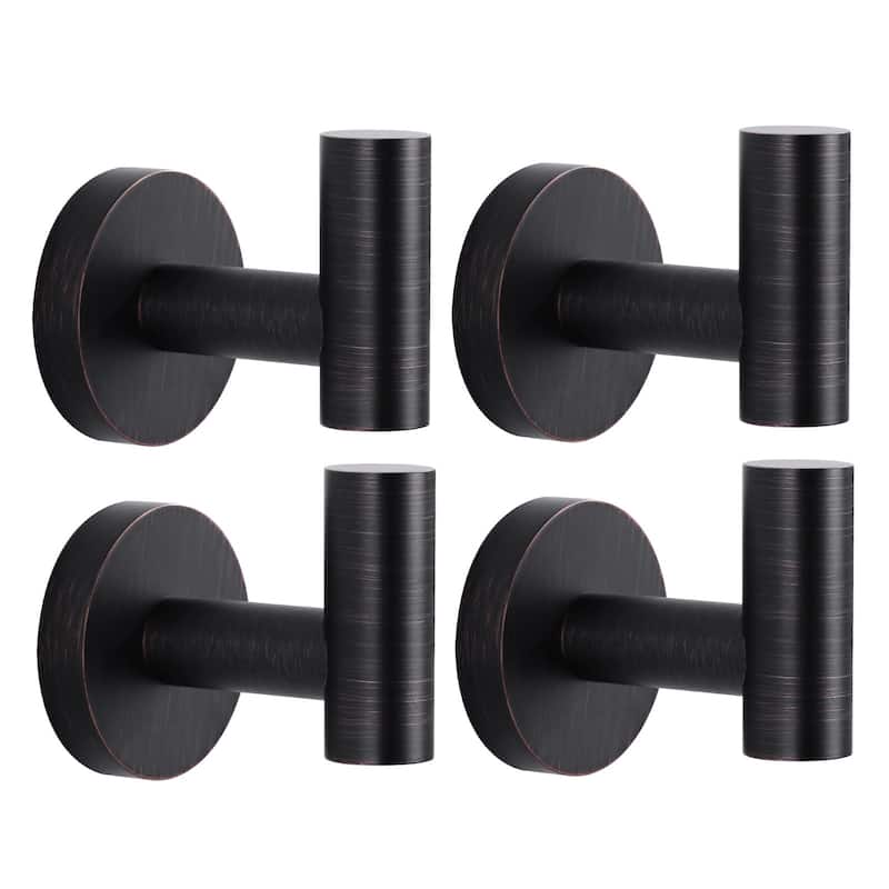 WOWOW Stainless Steel J-Hook Robe/Towel Hook 4 PCS - Oil Rubbed Bronze