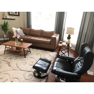 Harper & Bright Designs Solid Wood Coffee Table with Metal Legs