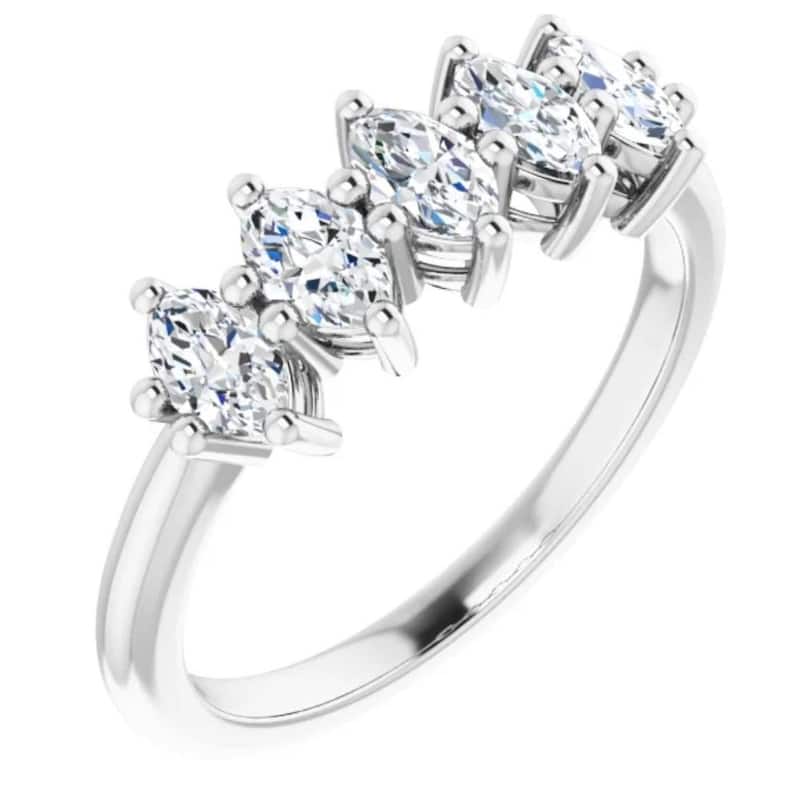 1Ct Five Stone Marquise Diamond Wedding Ring in White or Yellow Gold