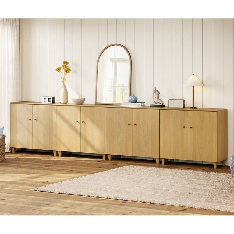 WAMPAT Modern TV Stand, Tall Entertainment Center with Doors