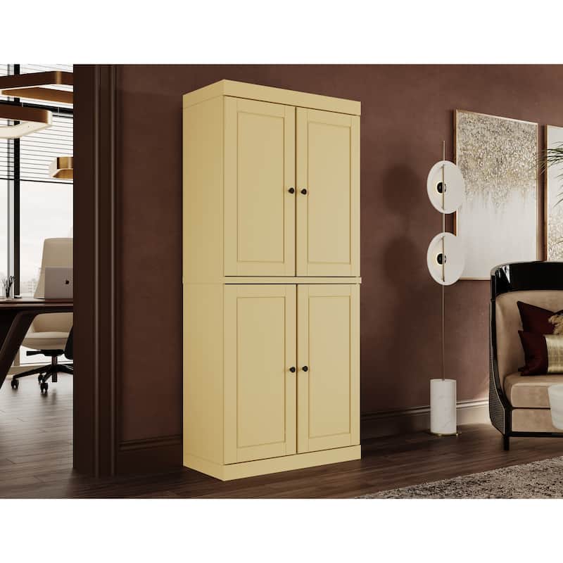 Palace Imports 100% Solid Wood 6-Shelf Bookcase with Solid Doors and Adjustable Shelves