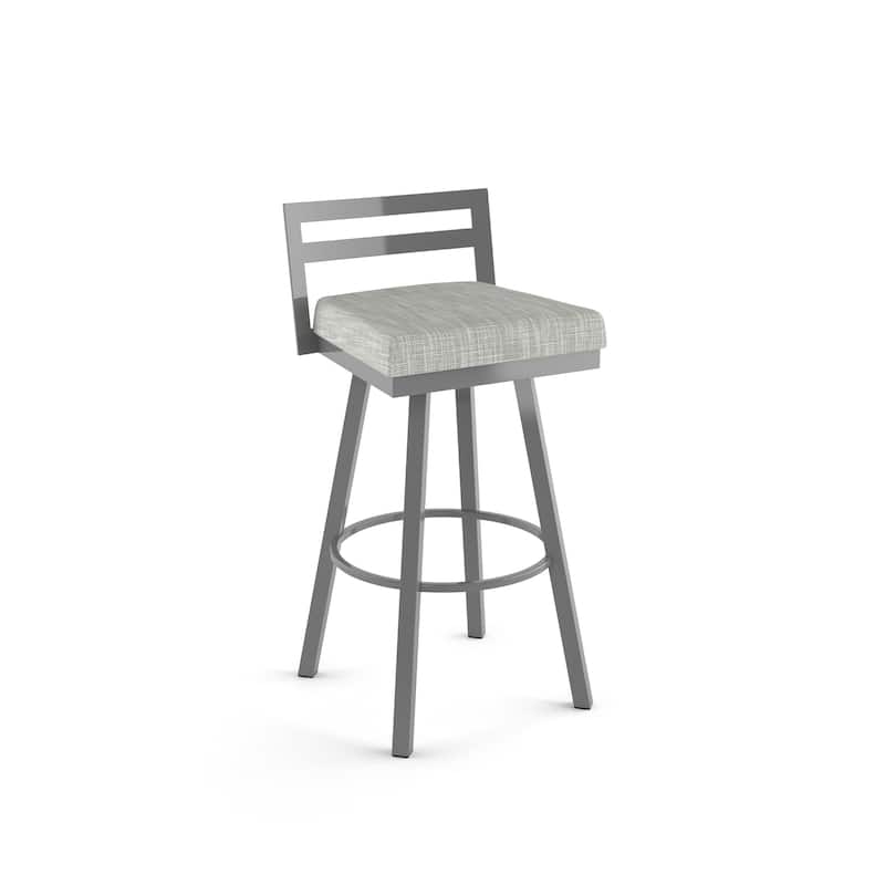 Amisco Derek Swivel Counter Stool - Grey White Woven Fabric/Glossy Grey Metal