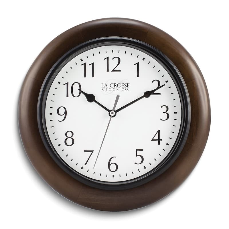 Curata Walnut Finish Wood Quartz Wall Clock