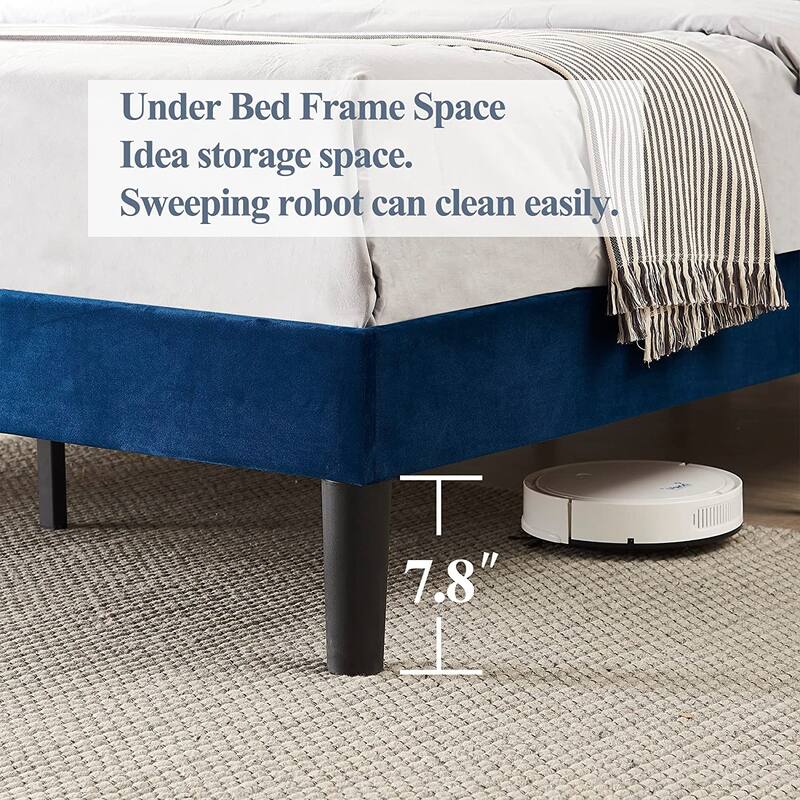 VECELO Upholstered Bed Frames with Height Adjustable Headboard