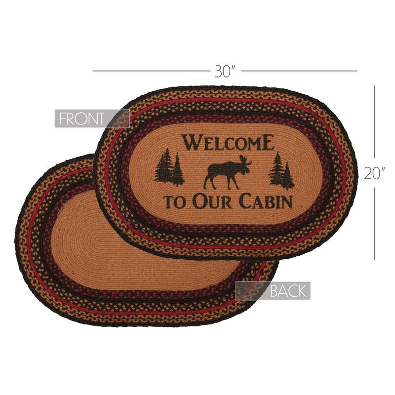 Cumberland Stenciled Moose Jute Rug Oval Welcome to the Cabin - 2' x 3' Oval