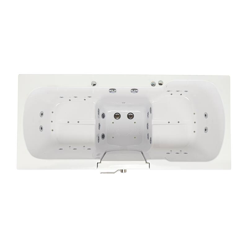 Ella Big4Two 36"x80" Hydro&Air&Foot Massage Acrylic Two Seat Walk-In-Bathtub, Outward swing Door, No Faucet, 2" Dual Drain