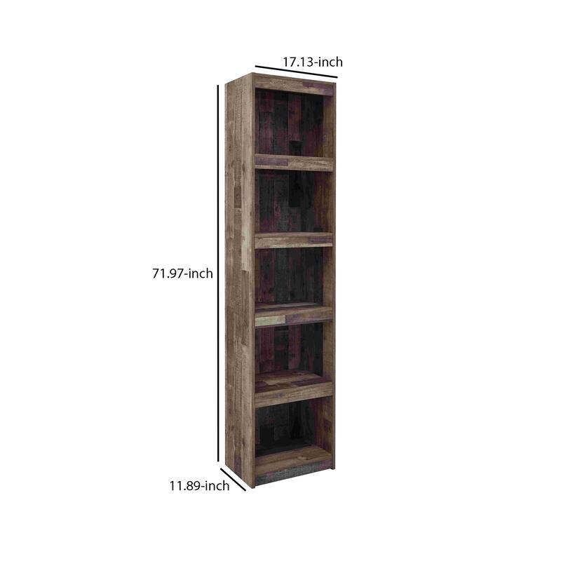 Pier with 5 Open Compartments and Plank Style, Multi Gray