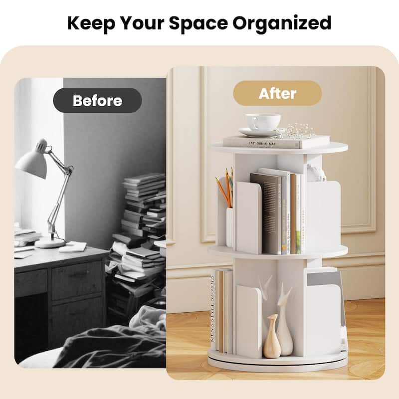 Costway 1/2 PCS 2-Tier Rotating Bookshelf 360° Display Rack with - See Details