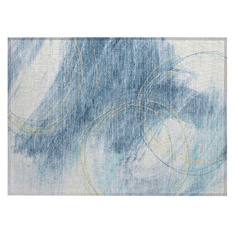 Machine Washable Indoor/ Outdoor Abstract Modern Chantille Rug
