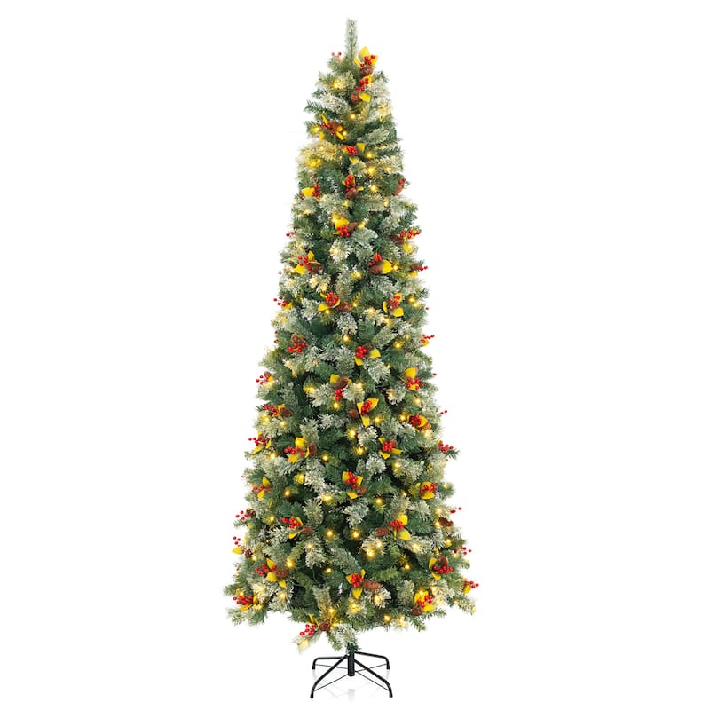 Gymax 5/7.5/9 FT Artificial Xmas Tree w/ 1416 Branch Tips 560 Warm - 9 Foot