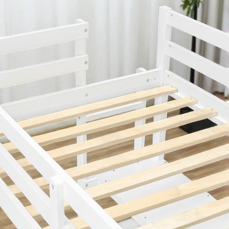 Twin Size Wooden Loft Bed with Desk, Shelves and Writable Board, Space Saving Work and Sleep Station