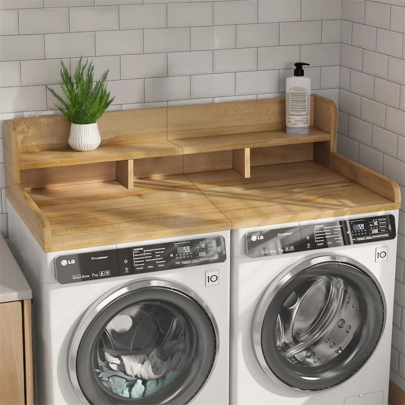 Wood Laundry Washer Shelf Countertop with Double Layer