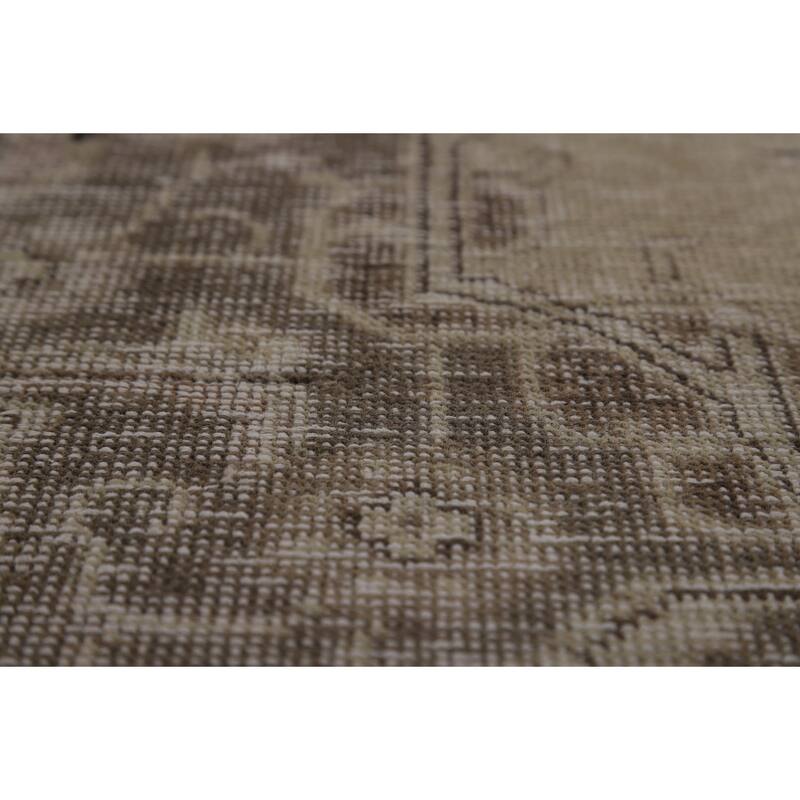 Tabriz Persian Vintage Area Rug Handmade Beige Wool Carpet - 9'4" x 12'10"