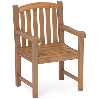 Costway 1/2/4 PCS Teak Wood Patio Dining Chair Outdoor Armchair with - 1 PCS