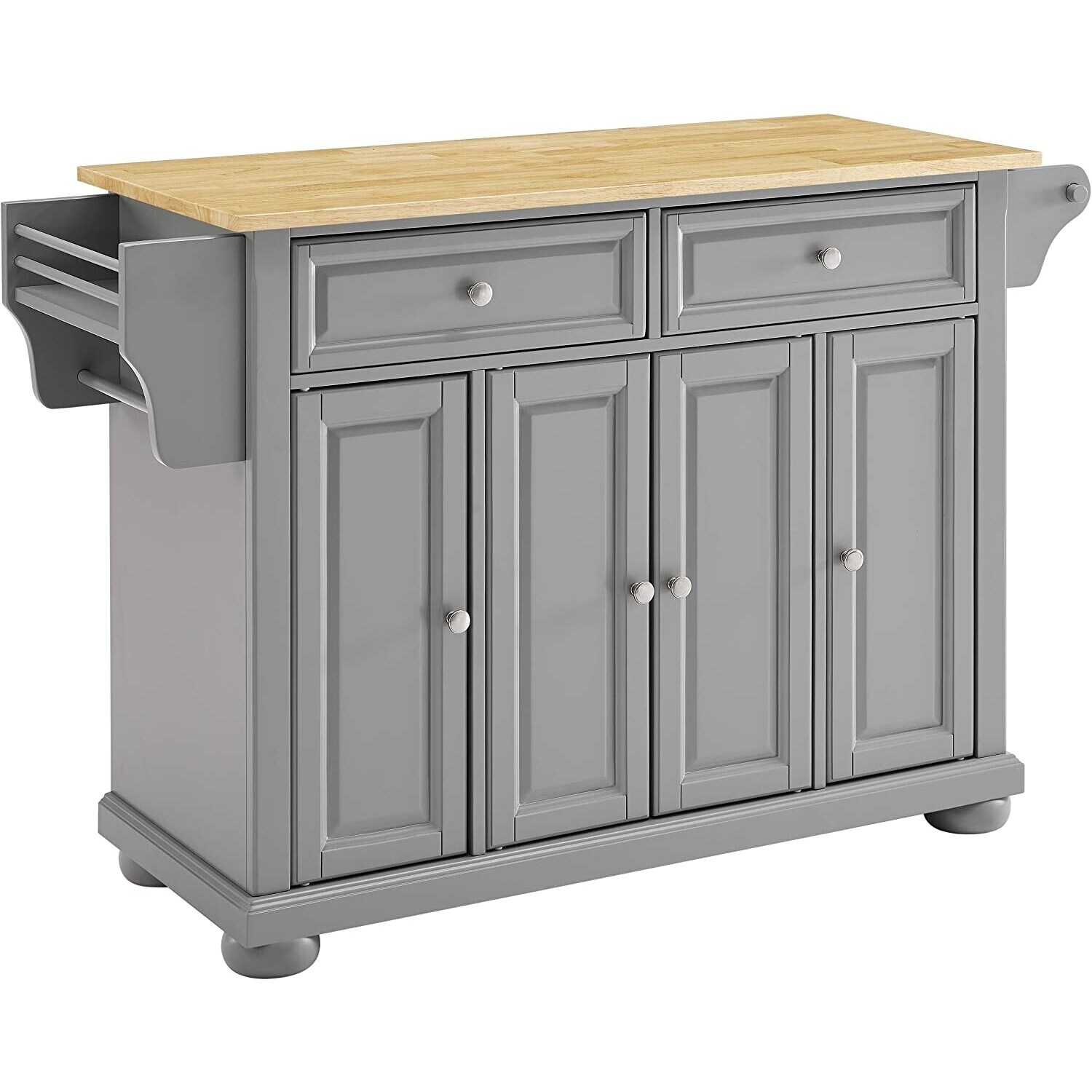 Kitchen Island Granite Top Full Size - Portable Kitchen Cart with Storage & Drawers - Modern Kitchen Furniture - Gray