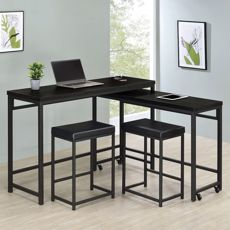Hawes 4-Piece Multipurpose Counter Height Table Set Black