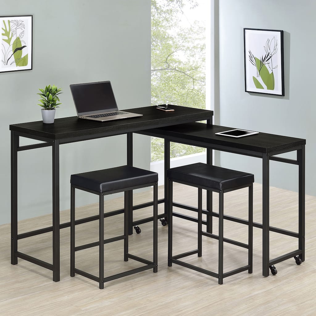 Hawes 4-Piece Multipurpose Counter Height Table Set Black