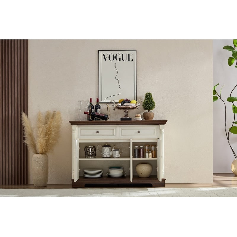 Farmhouse 47.24" Sideboard Buffet, Kitchen Storage Cabinet with 2 Drawers for Organized Home Living Solutions