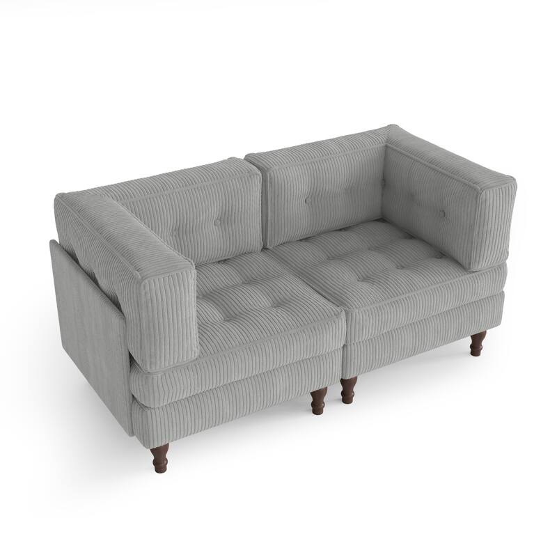 Modular Corduroy Corner Sectional Sofa Couch Set with Tufted Cushion