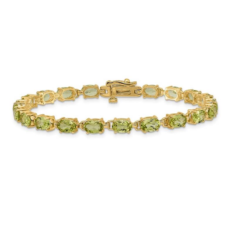 Curata 14k 6x4mm Oval Peridot Bracelet