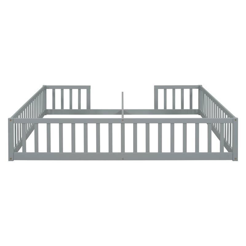 Nestfair Double Twin Floor Bed with Fence, Guardrails, without door