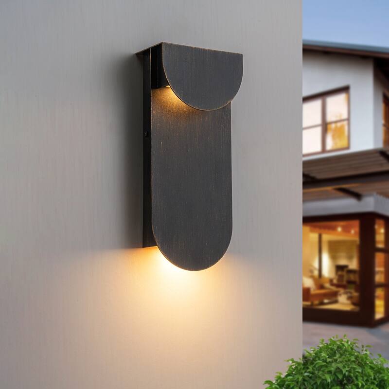 2-Light 12" Outdoor Linear Integrated LED Wall Sconce - 11.7-in H x 5.1-in W x 2.8-in D