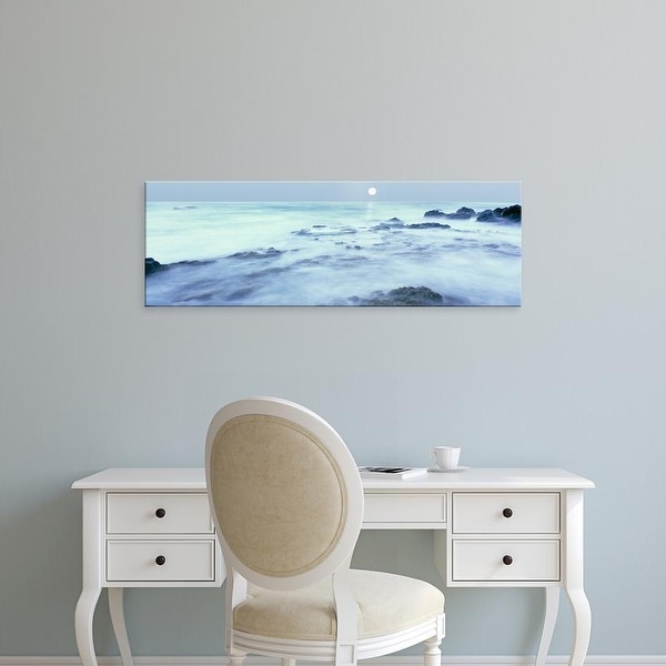 Easy Art Prints Panoramic Image 'Full moon over Baja California coast, Las Rocas, Baja California, Mexico' Canvas Art