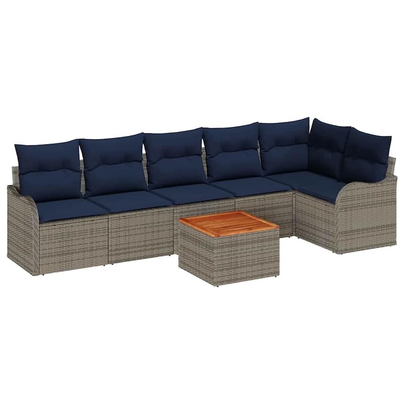 vidaXL 7 Piece Garden Sofa Set with Cushions - 113.2×48.2×27.2