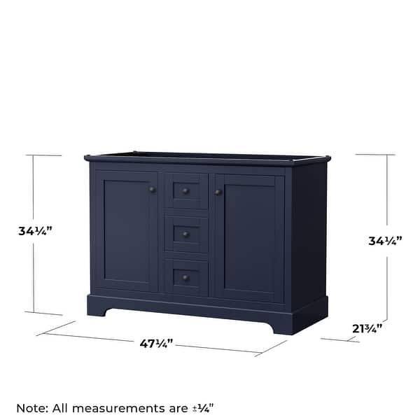 dimension image slide 4 of 8, Wyndham Collection Avery 48" Double Free Standing Vanity Cabinet Only