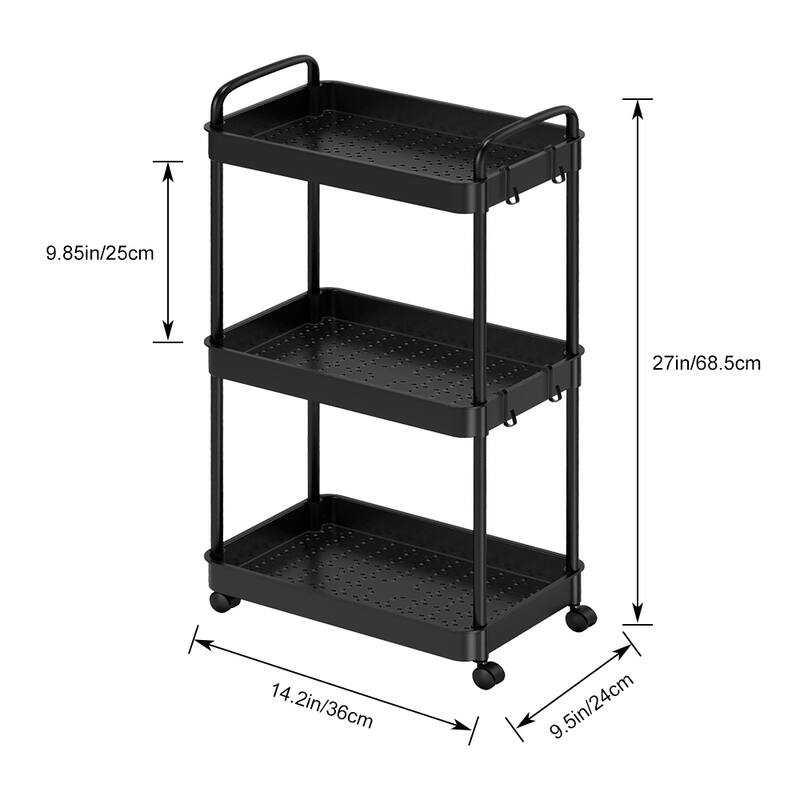 Storage Cart, Shelf Organizer Mobile Shelving, Multifunction Movable Storage Organizer
