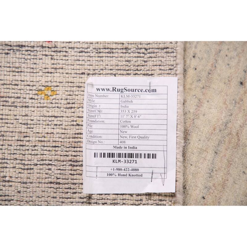 Striped Gabbeh Oriental Area Rug Hand-Knotted Wool Carpet - 8'6" x 11'7"