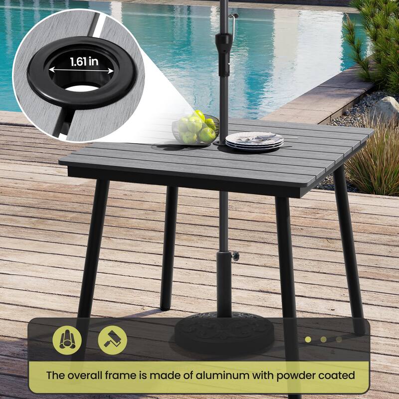 Outdoor Dining Furniture Rectangular Dining Table with Umbrella Hole