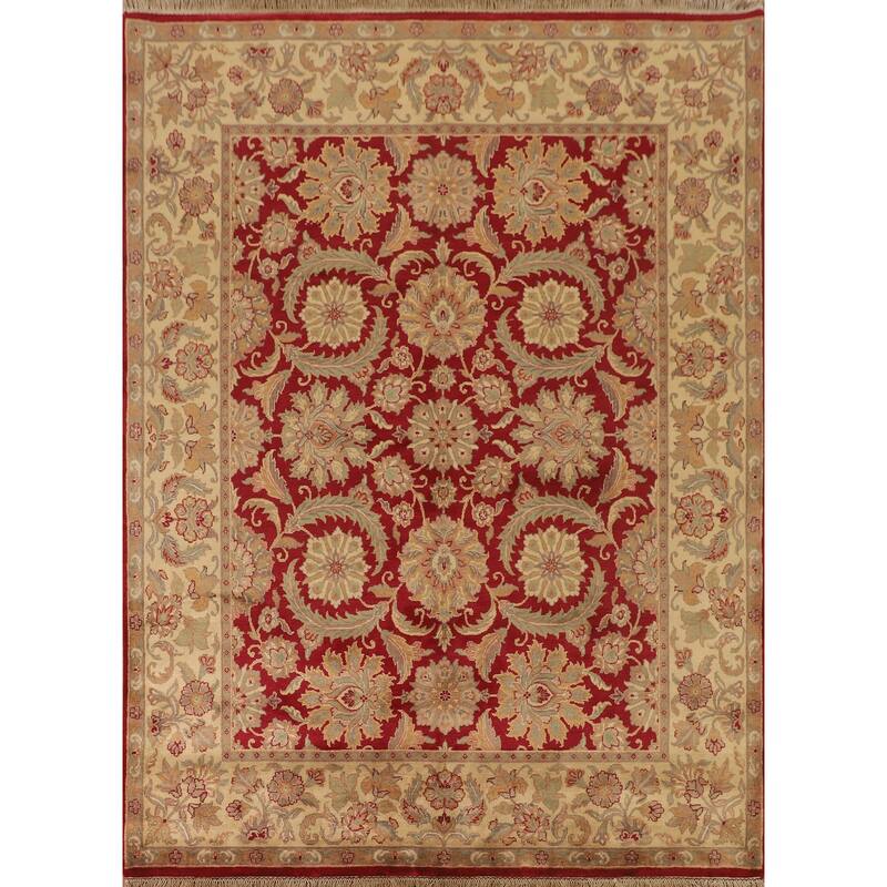All-Over Floral Agra Oriental Area Rug Handmade Wool Carpet - 8'0" x 10'0"