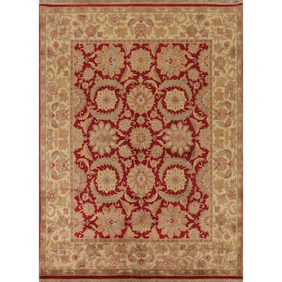 All-Over Floral Agra Oriental Area Rug Handmade Wool Carpet - 8'0" x 10'0"