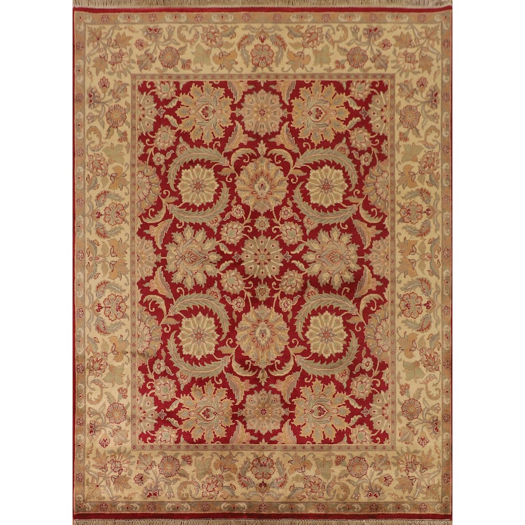 All-Over Floral Agra Oriental Area Rug Handmade Wool Carpet - 8'0" x 10'0"