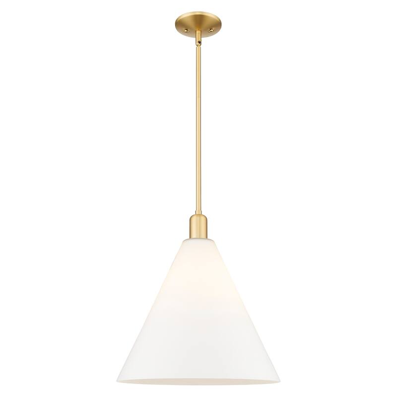 Innovations Lighting Endless Possibilities Arcadia - Berkshire Glass - 1 Light 16" Stem Hung Mini Pendant - Satin Gold/Matte White