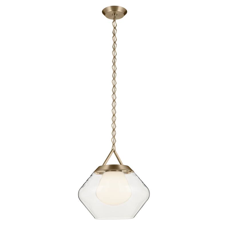 Kichler Lighting Nella 16 Inch 1 Light Pendant with Clear Outer Glass with Opal Interior Glass in Champagne Bronze - 12