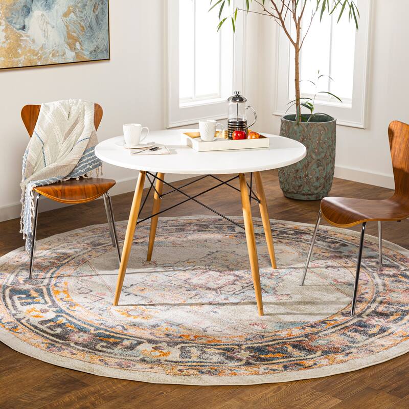 Livabliss Hari Vintage Persian Area Rug - Khaki - 7'10" Round