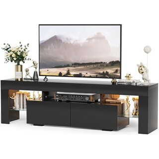 LED TV Stand for TVs up to 70 Inch with Glass Shelves, RGB Modes ...